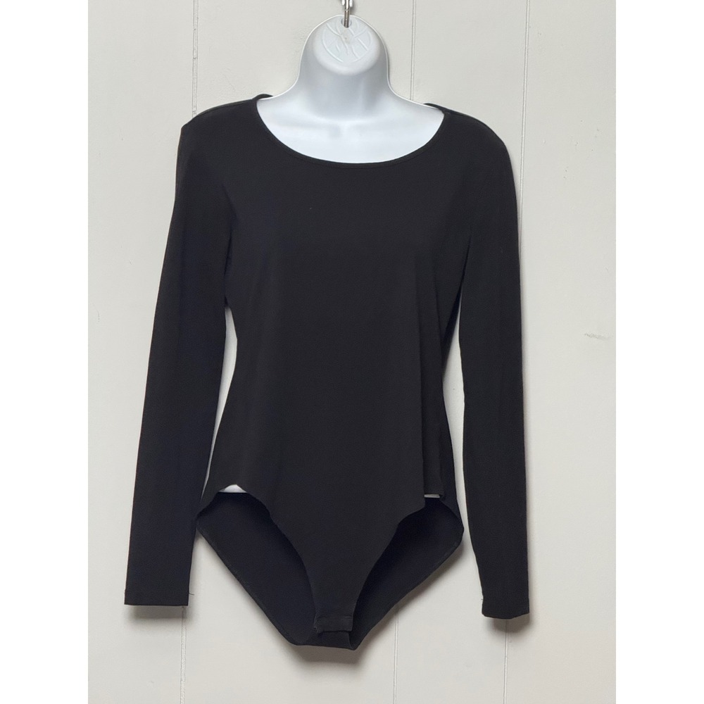 Mangopop Women's Black Long Sleeve Scoop Neck Bodysuit Size L